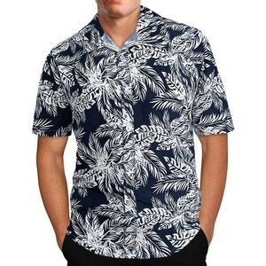 2/$20 Jogal Men's Black and White Tropical Print Casual Button-Down Shirt